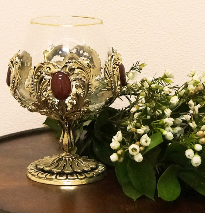 Набор из двух бокалов для коньяка с натуральным камнем (Сердолик)