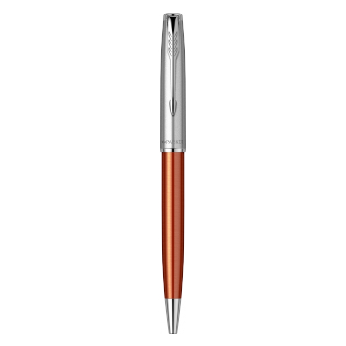 Шариковая ручка Parker Sonnet Essentials Orange SB Steel CT в подарочной упаковке.