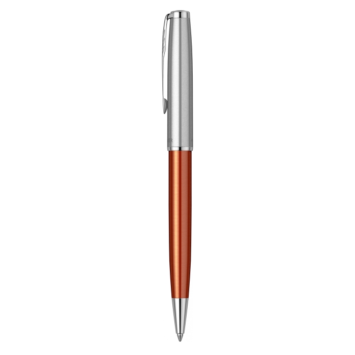 Шариковая ручка Parker Sonnet Essentials Orange SB Steel CT в подарочной упаковке.