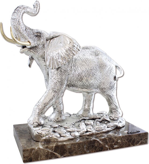 Скульптура "Слон" посеребрение (Elephant, silvering)