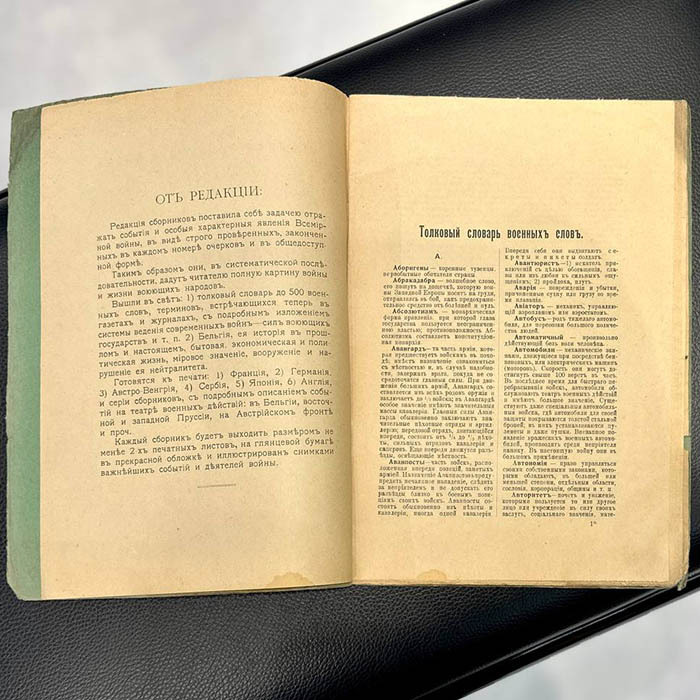 Книга «Толковый словарь военных слов» Петроград, Типография И.В. Леонтьева, 1914 год