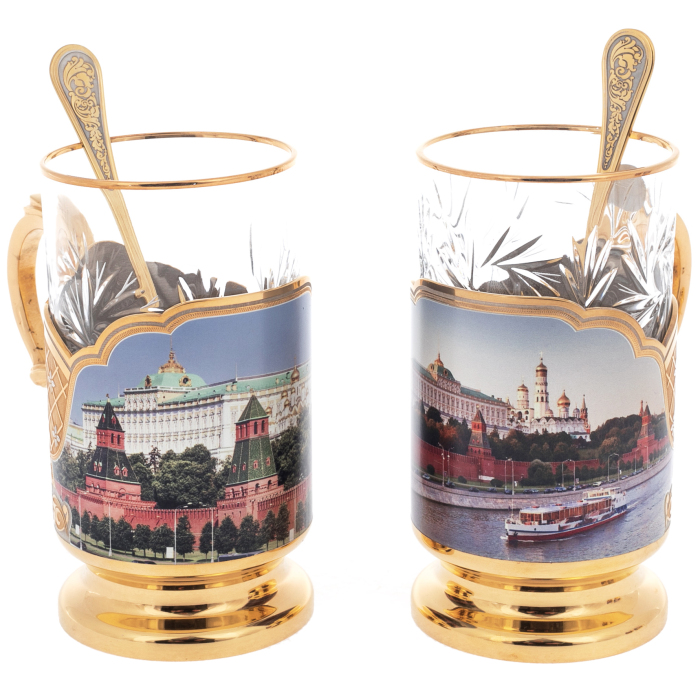 Чайный набор с самоваром "Москва" на 4 персоны, 10 предметов, Златоуст