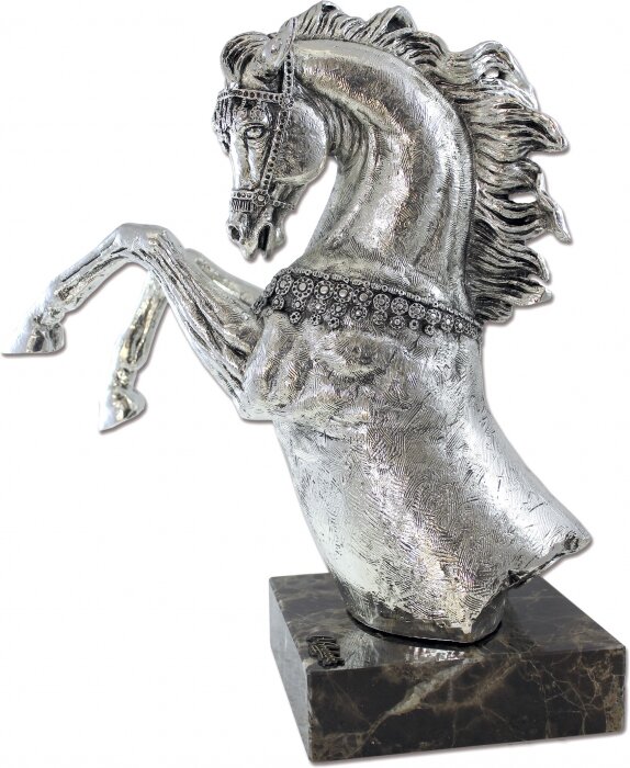 Скульптура "Конь на дыбах. Бюст" посеребрение (Rearing horse, bust, silvering)
