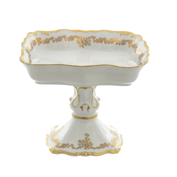Фарфоровая фруктовница на ножке "Queen's Crown. Золотой узор"