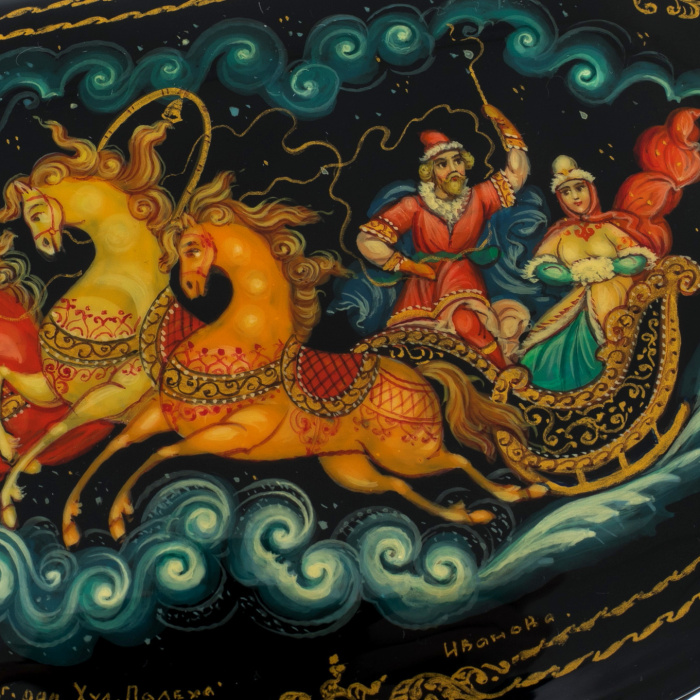 Шкатулка "Тройка" Иванова, Палех