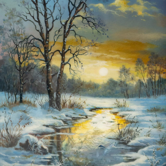 Шкатулка "Пейзаж" Митусов, Федоскино