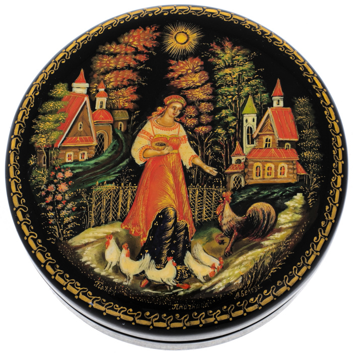 Шкатулка "Птичница" Белова, Палех