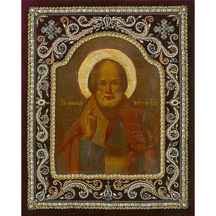 Вышитая икона "Святитель Николай Чудотворец"