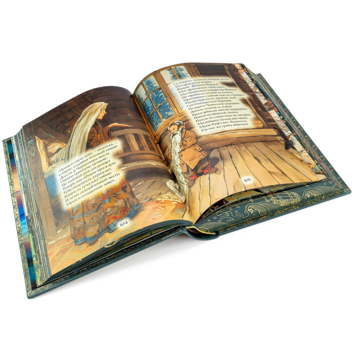 Книга в кожаном переплете "Сборник сказок А. С. Пушкина"