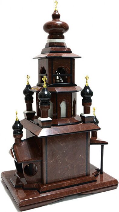 Каминные часы "Храм" (лемезит) коричневые