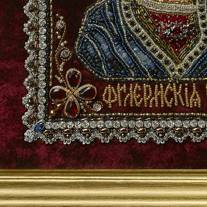 Вышитая икона "Богоматерь Филермская" в раме