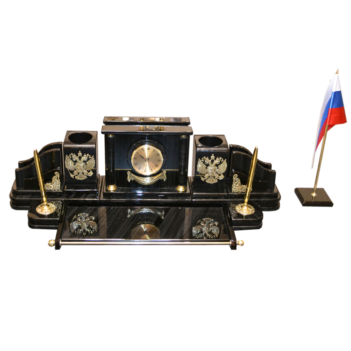 Настольный набор из обсидиана "Представительский"
