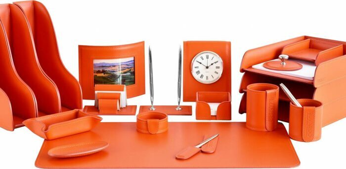 Настольный набор "Business Cuoietto" (цвет Orange, 20 предметов)