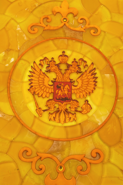 Нарды из янтаря "Герб РФ"