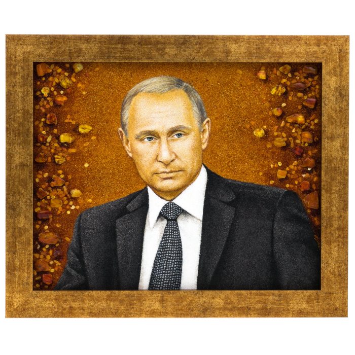 Картина из янтаря "Портрет Владимира Путина"