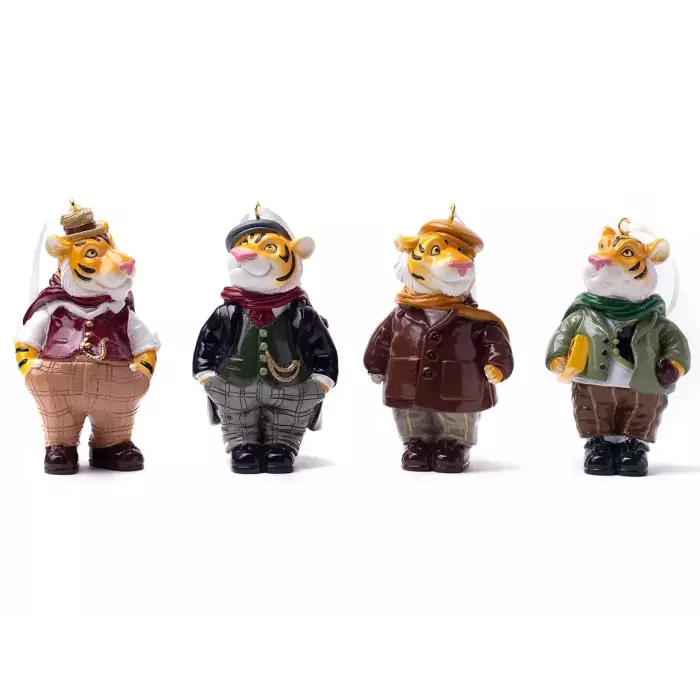 Набор елочных игрушек "Лондонские тигры" в подарочной коробке, 4 шт