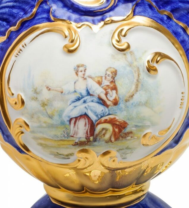 Чаша "Барокко" с ручками синяя, керамика