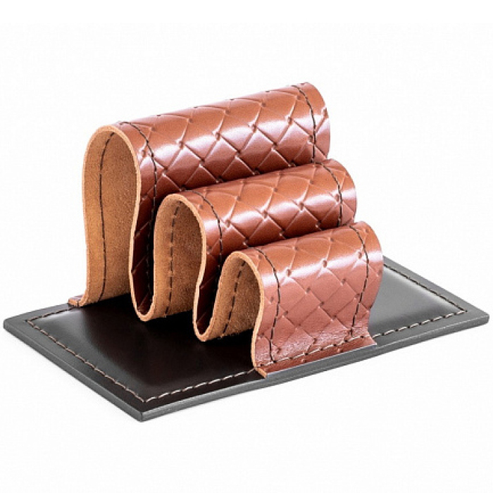 Настольный набор из кожи FG Tan treccia/cuoietto шоколад, 15 предметов
