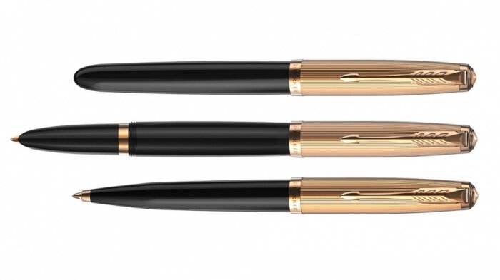 Шариковая ручка Parker 51 DELUXE BLACK GT, цвет чернил черный
