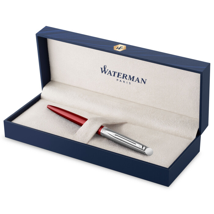 Шариковая ручка Waterman Hemisphere Entry Point Stainless Steel Red в подарочной упаковке.