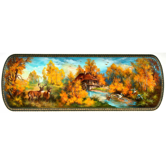 Шкатулка "Осенний пейзаж" Ларина, Палех