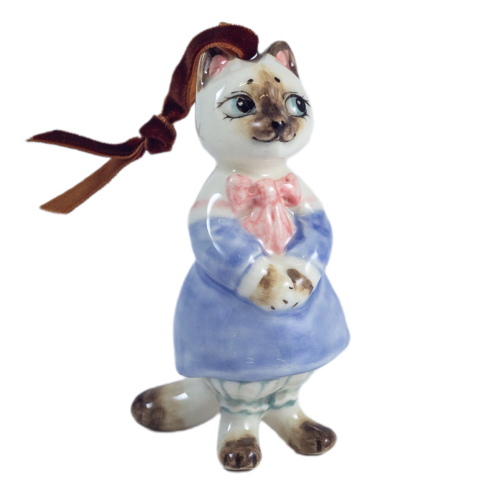 Елочная игрушка из фарфора "Кошечка"