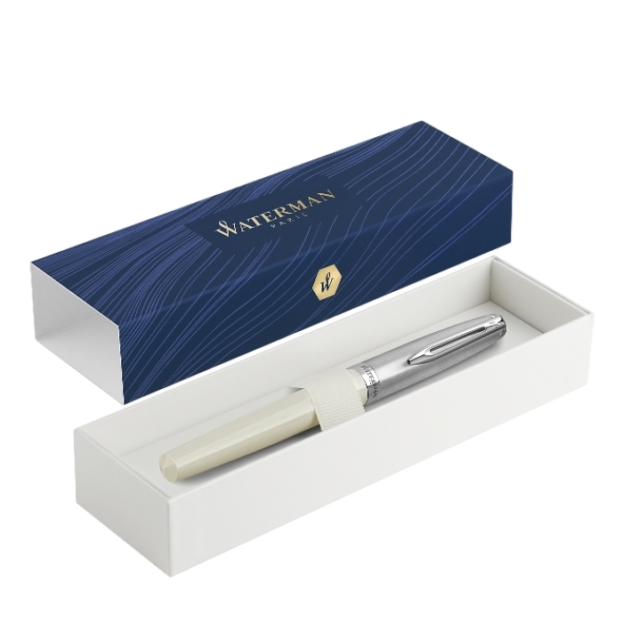 Ручка-роллер Waterman Embleme цвет IVORY CT в подарочной упаковке.