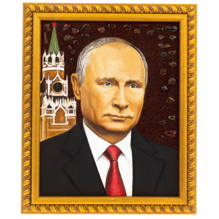 Картина из янтаря "Портрет В.В. Путина"