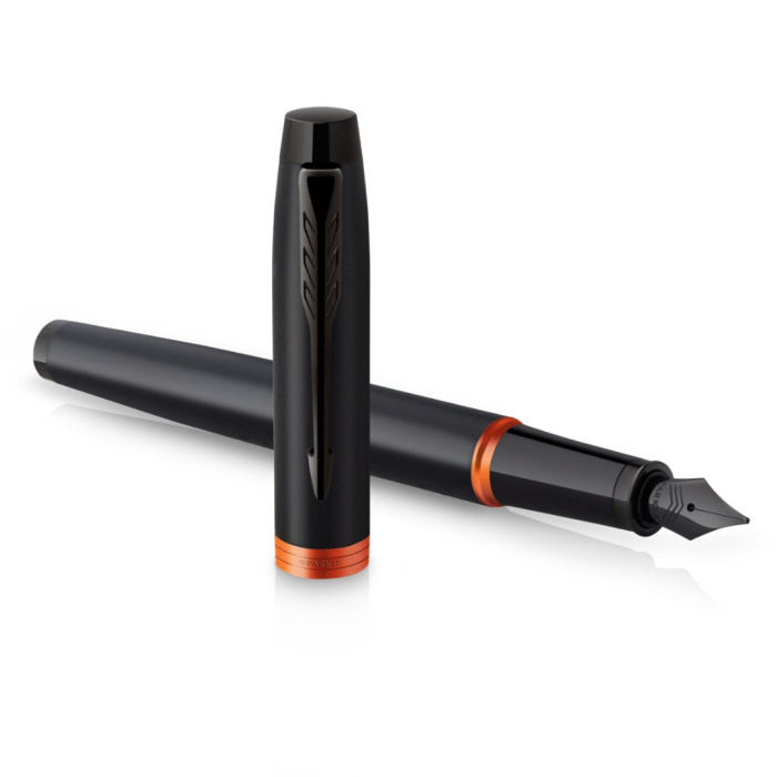 Ручка перьевая Parker IM Vibrant Rings Flame Orange в подарочной упаковке.