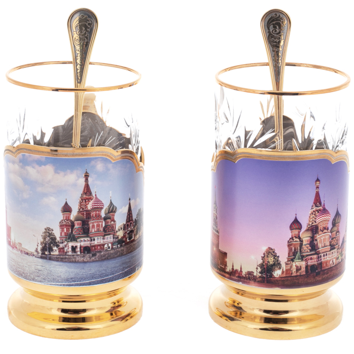 Чайный набор с самоваром "Москва" на 4 персоны, 10 предметов, Златоуст