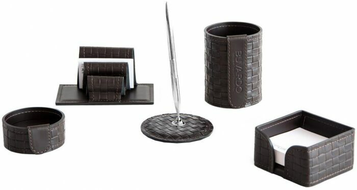 Настольный набор "Business Treccia/Cuoietto" (цвет Choco, 5 предметов)