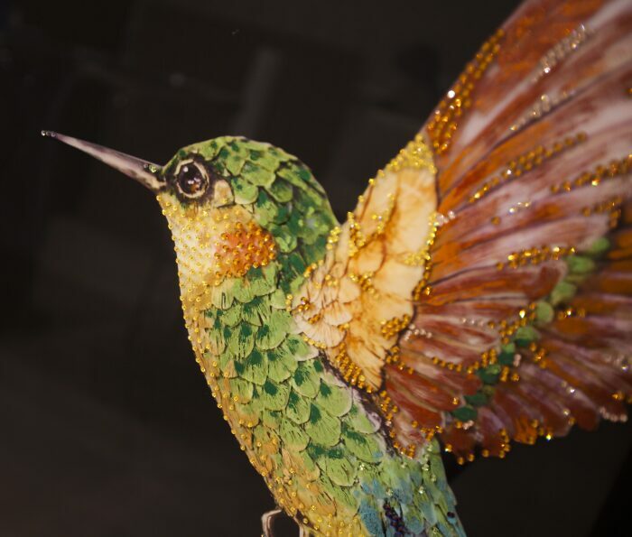 Картина "Колибри" на зеркале, Swarovski