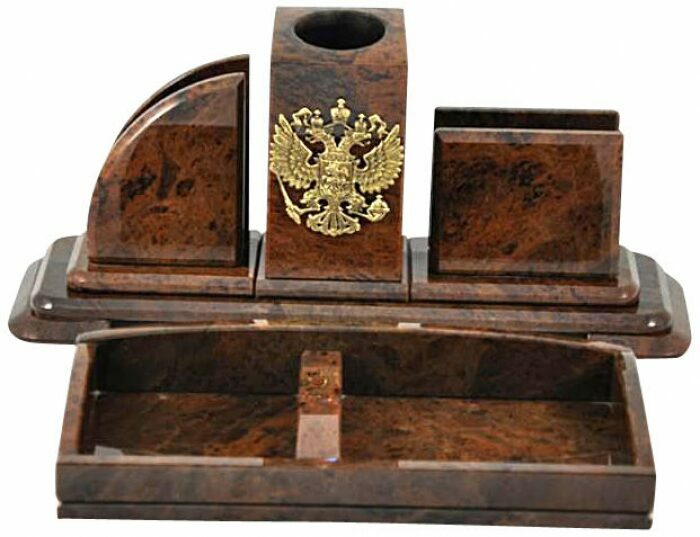 Письменный набор "Элита" из обсидиана