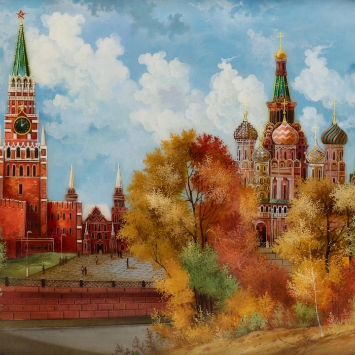 Шкатулка "Московская осень" Ларишев, Федоскино