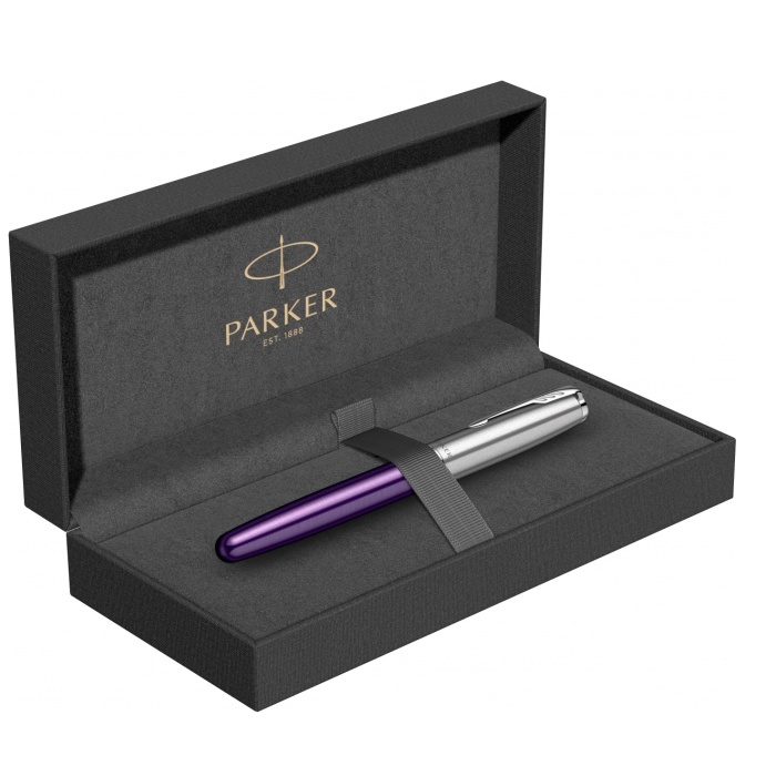 Ручка-роллер Parker Sonnet Essentials Violet SB Steel CT, перо F