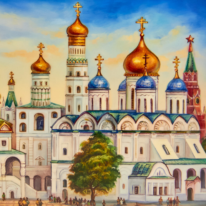 Шкатулка "Соборы Московского Кремля" Копалина, Федоскино