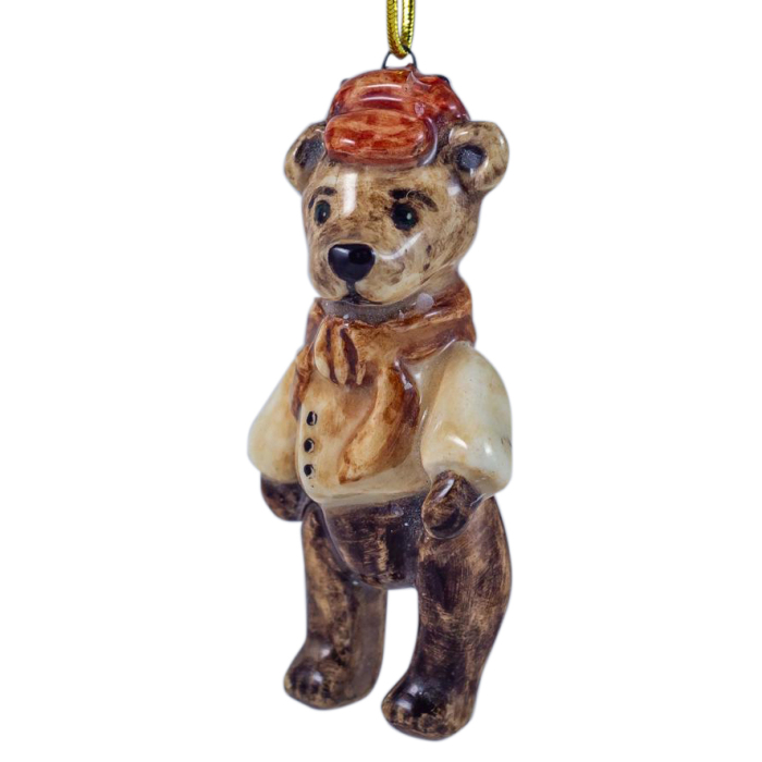Елочная игрушка из фарфора "Мишка. Мальчик" коричневый