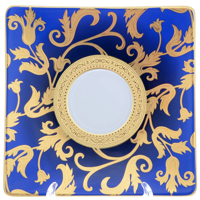 Набор чайных пар из фарфора Falkenporzellan Tosca Blueshade Gold на 6 персон