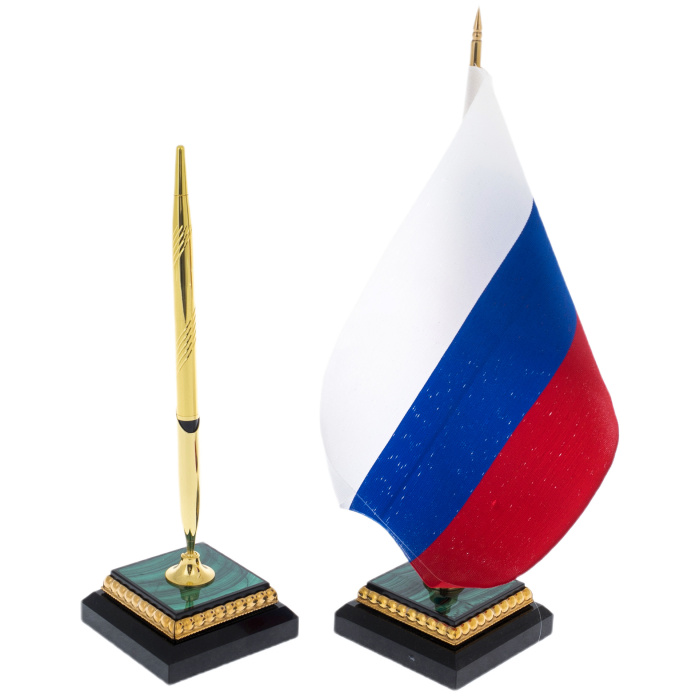 Настольный набор из малахита "Орел" Златоуст
