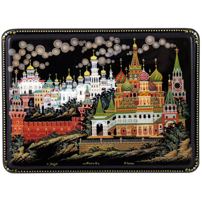 Шкатулка прямоугольная "Москва" Холуй