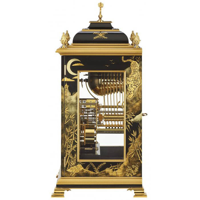 Каминные часы "Comitti Queen Anne in Chinoiserie Tiger Artwork" черные