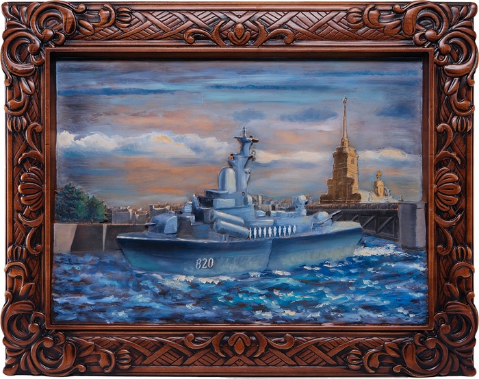Панно из липы "Военный корабль"
