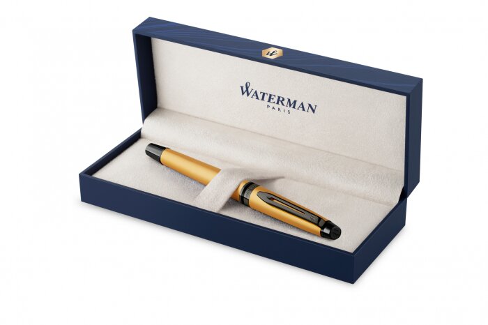 Ручка-роллер Waterman Expert Gold F BLK в подарочной упаковке