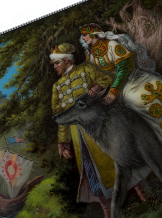 Шкатулка "Иван-царевич и серый волк" Холуй