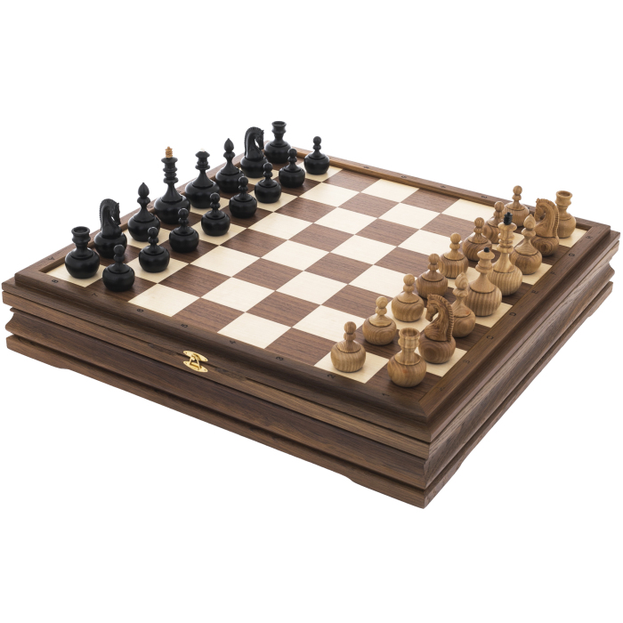 Игровой набор (шахматы, шашки, нарды, домино, карты, кости) из массива черного дуба