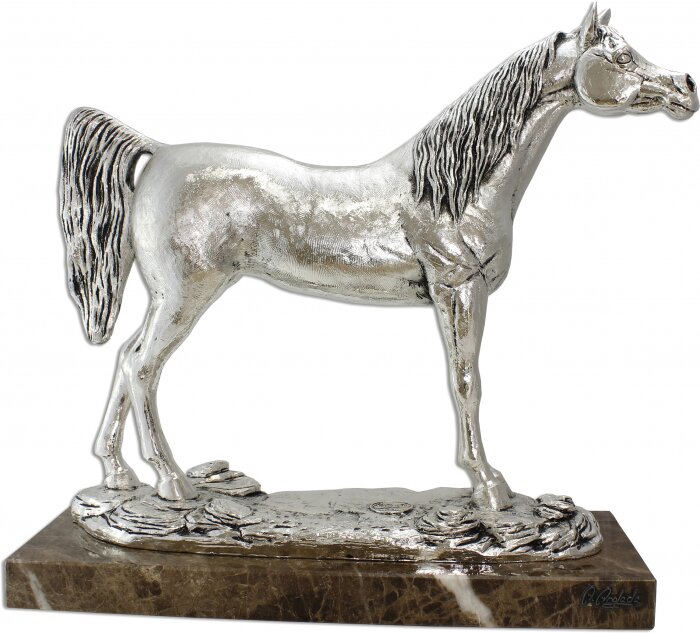Скульптура "Лошадь арабская" посеребрение (Arabian horse, silvering)
