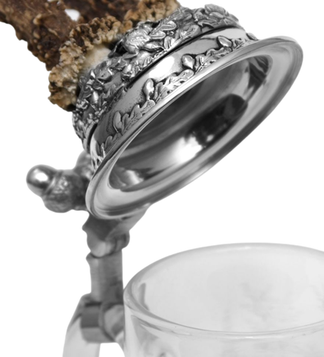 Пивная кружка с рожками косули с гравировкой