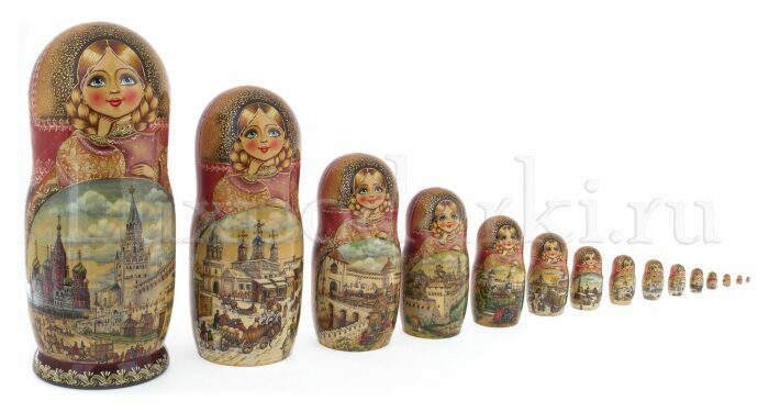 Матрешка на 15 мест "Русская красавица" 33 см