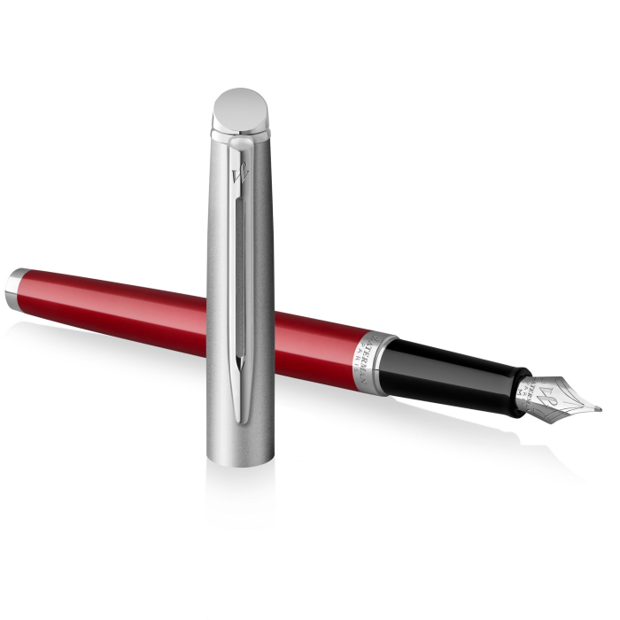 Перьевая ручка Waterman Hemisphere Entry Point Stainless Steel with Red Lacquer в подарочной упаковке.