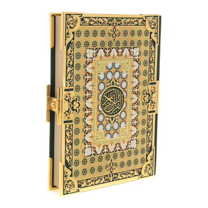 Подарочная книга в окладе "Коран" с эмалями и фианитами, в коробе